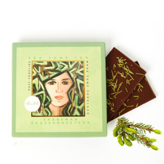 Sao Thomé bean to bar dark chocolate with natural spruce sprout