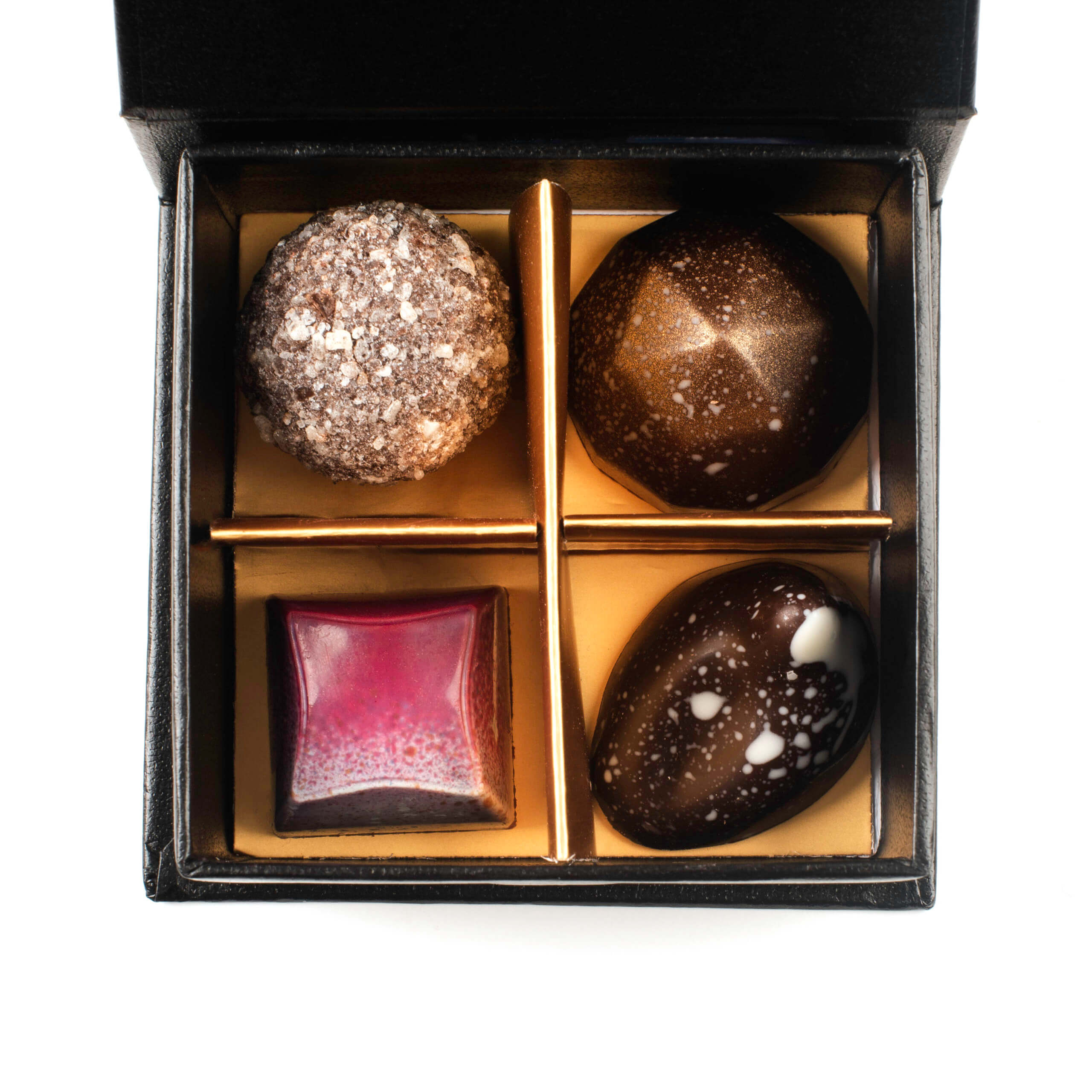 Black gift box with 4 chocolates - Chocolala