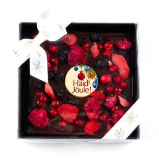 Tume šokolaaditahvel marjadega -Häid jõule-Dark chocolate tablet with berries - Merry Christmas
