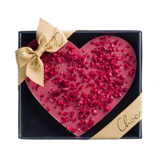 Südamekujuline rubiinšokolaadist tahvel šampanjakreemiga-Heart shaped Ruby chocolate tablet with champagne filling