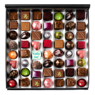 56 kommiga must karp- Kallis Isa - Black chocolate box with 56 chocolates - Dear Father